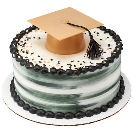 Graduation Theme Cake Topper, Gold Smooth Grad Hat-Cake Decor Lay-On 2/PKG. Cake Topper Decor
